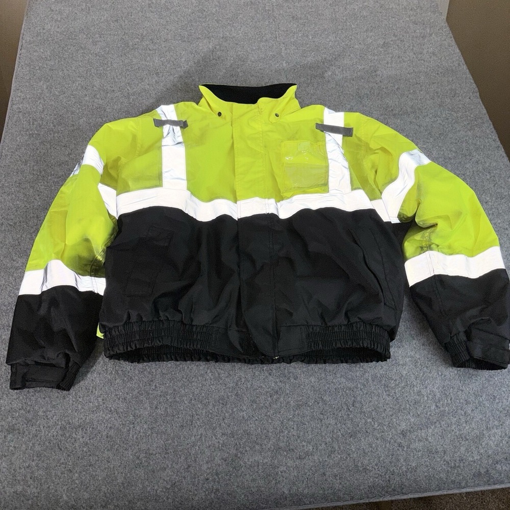 Global Industrial Reflective Work Jacket‎ Mens 2XL High Visibility Safety Bomber